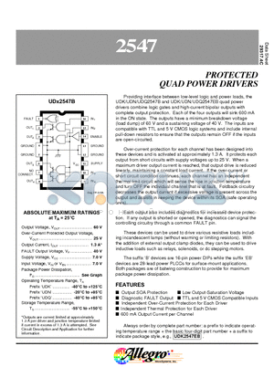 UDK2547 datasheet - PROTECTED QUAD POWER DRIVERS