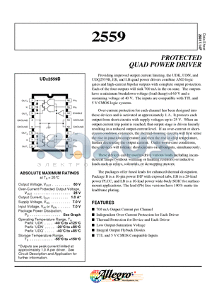 UDK2559B datasheet - PROTECTED QUAD POWER DRIVER