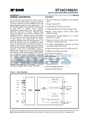 ST16C1551IQ48 datasheet - 2.97V TO 5.5V UART WITH 16-BYTE FIFO