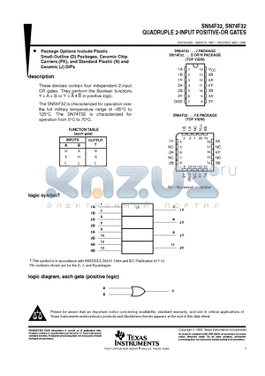 SN74F32NSR datasheet - QUADRUPLE 2-INPUT POSITIVE-OR GATES