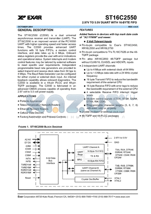 ST16C2550IP40 datasheet - 2.97V TO 5.5V DUART WITH 16-BYTE FIFO