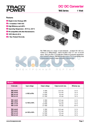 TME2412S datasheet - DC/DC Converter