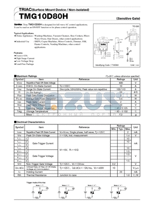 TMG10D80H datasheet - TRIAC(Surface Mount Device/Non-isolated)