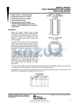 SN74F573 datasheet - OCTAL TRANSPARENT D-TYPE LATCHES WITH S0STATE OUTPUTS