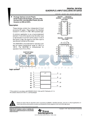 SN74F86D datasheet - QUADRUPLE 2-INPUT EXCLUSIVE-OR GATES