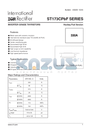 ST173C10CCK1LP datasheet - INVERTER GRADE THYRISTORS