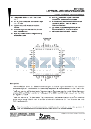 SN74FB2031 datasheet - 9-BIT TTL/BTL ADDRESS/DATA TRANSCEIVER