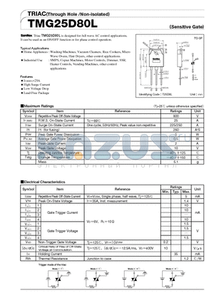 TMG25D80L datasheet - TRIAC(Through Hole /Non-isolated)