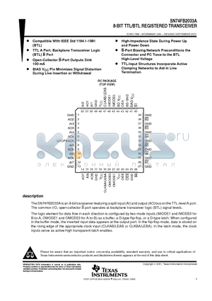 SN74FB2033ARC datasheet - 8-BIT TTL/BTL REGISTERED TRANSCEIVER