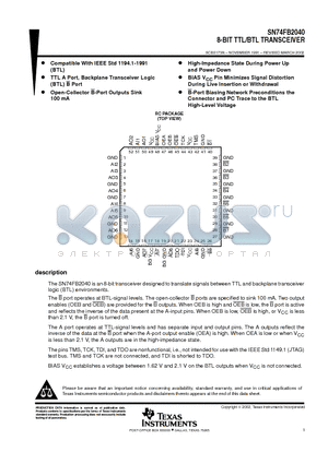 SN74FB2040RCRG3N datasheet - 8-BIT TTL/BTL TRANSCEIVER