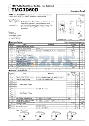 TMG3D60D datasheet - TRIAC(Surface Mount Device/Non-isolated)