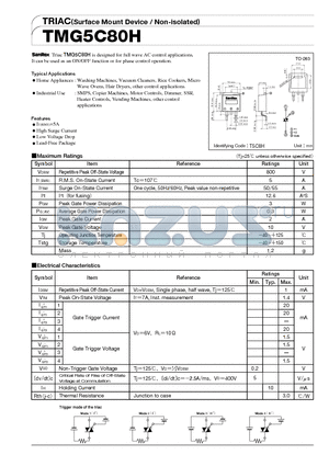 TMG5C80H datasheet - TRIAC(Surface Mount Device/Non-isolated)
