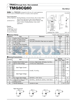 TMG8CQ60 datasheet - TRIAC(Through Hole/Non-isolated)