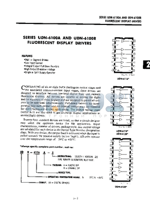 UDN-6128A-1 datasheet - SERIES UDN-6100A AND UDN-6100R FLUORESCENT DISPLAY DRIVERS