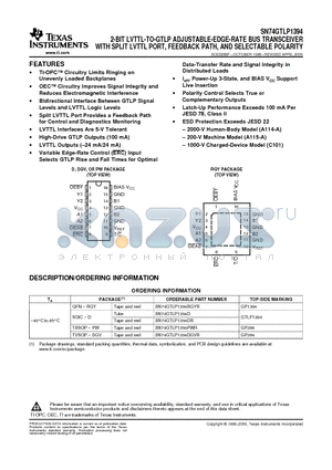 SN74GTLP1394DGVR datasheet - 2-BIT LVTTL-TO-GTLP ADJUSTABLE-EDGE-RATE BUS TRANSCEIVER WITH SPLIT LVTTL PORT, FEEDBACK PATH, AND SELECTABLE POLARITY