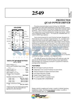 UDN2549 datasheet - PROTECTED QUAD POWER DRIVER