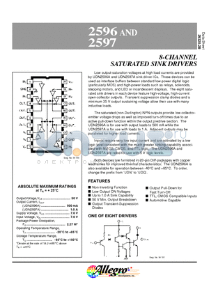 UDN2597A datasheet - 8-CHANNEL SATURATED SINK DRIVERS
