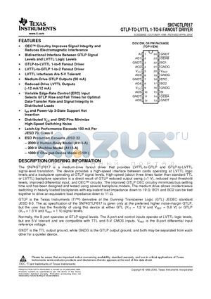 SN74GTLP817DWE4 datasheet - GTLP-TO-LVTTL 1-TO-6 FANOUT DRIVER