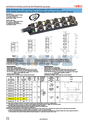 SF205N700130 datasheet - SF20 distribution box, top mounting M12-A sockets, built-in control cable