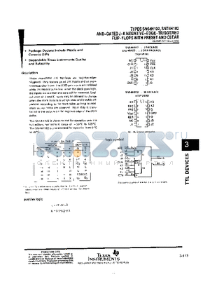 SN74H102 datasheet - AND-GATE J-K NEGATIVE-EDGE-TRIGGERED FLIP-FLOPS WITH PRESET AND CLEAR