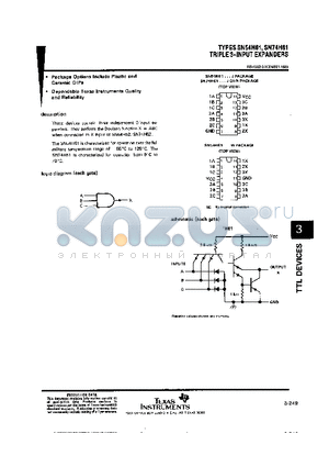 SN74H61 datasheet - TRIPLE 3-INPUT EXPANDER