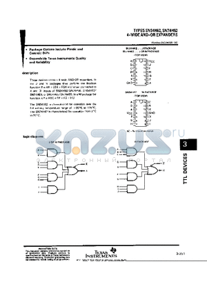 SN74H62 datasheet - 4-WIDE AND-OR EXPANDER