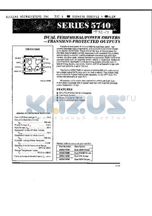 UDN5744M datasheet - DUAL PERIPHERAL POWER DRIVERS TRANSIENT PROTECTED OUTPUTS