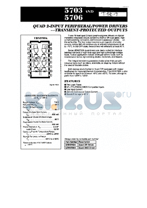 UDN5706 datasheet - QUAD 2-INPUT PERIPHERAL/POWER DRIVERS-TRANSIENT-PROTECTED OUTPUTS