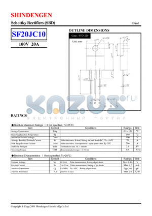 SF20JC10 datasheet - Schottky Rectifiers (SBD)