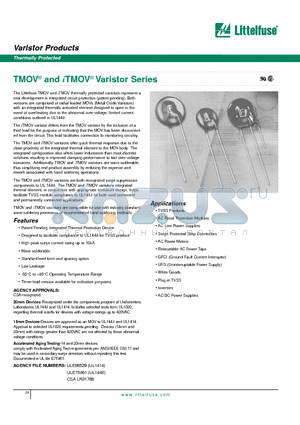 TMOV14R140E datasheet - Varistor Products - Thermally Protected