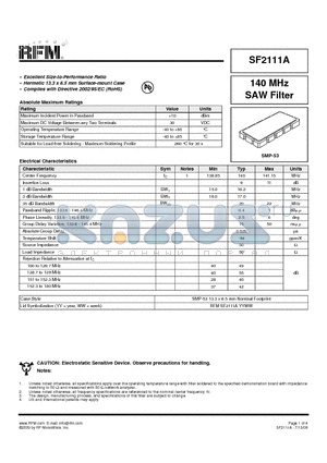 SF2111A datasheet - Excellent Size-to-Performance Ratio