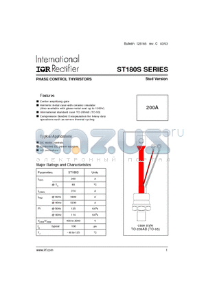 ST180S04P1 datasheet - PHASE CONTROL THYRISTORS