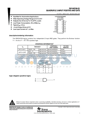 SN74HC08QDRG4Q1 datasheet - QUADRUPLE 2-INPUT POSITIVE-AND GATE