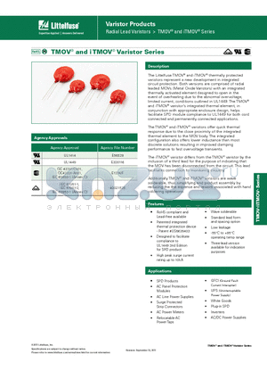 TMOV20RP750E datasheet - TMOV^ and i TMOV^ Varistor Series