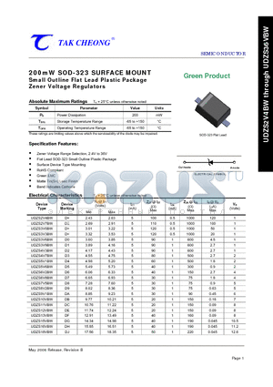 UDZS11VBW datasheet - 200mW SOD-323 SURFACE MOUNT Small Outline Flat Lead Plastic Package Zener Voltage Regulators
