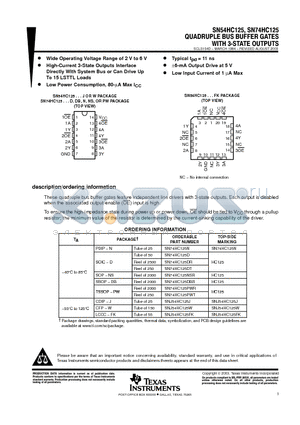 SN74HC125DE4 datasheet - QUADRUPLE BUS BUFFER GATES WITH 3-STATE OUTPUTS