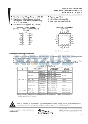 SN74HC126DE4 datasheet - QUADRUPLE BUS BUFFER GATES WITH 3-STATE OUTPUTS