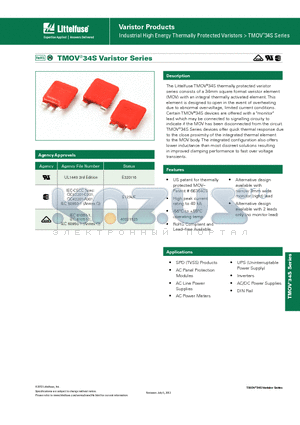 TMOV34S681MP datasheet - Industrial High Energy Thermally Protected Varistors > TMOV^34S Series