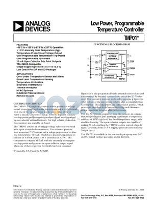 TMP01ES datasheet - Low Power, Programmable Temperature Controller