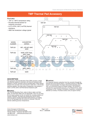 TMP-001 datasheet - TMP Thermal Pad Accessory