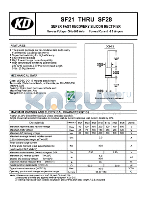 SF25 datasheet - SUPER FAST RECOVERY SILICON RECTIFIER