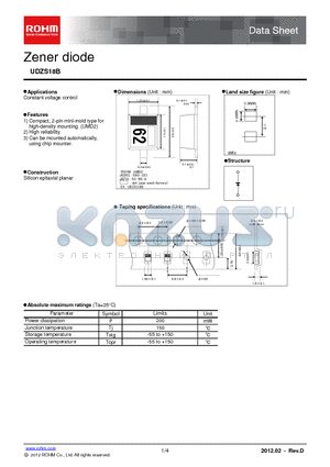 UDZS20B datasheet - High reliability, Can be mounted automatically using chip mounter