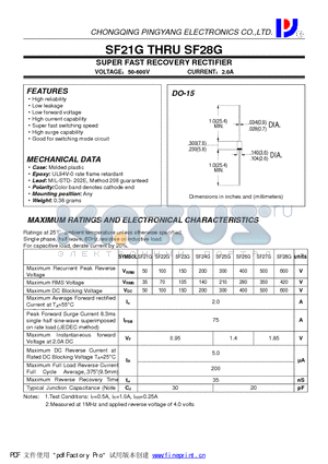 SF28G datasheet - SUPER FAST RECOVERY RECTIFIER