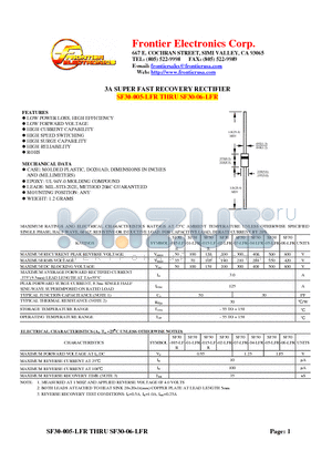 SF30-005-LFR datasheet - 3A SUPER FAST RECOVERY RECTIFIER