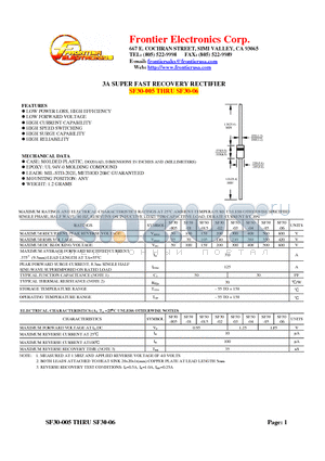 SF30-01 datasheet - 3A SUPER FAST RECOVERY RECTIFIER