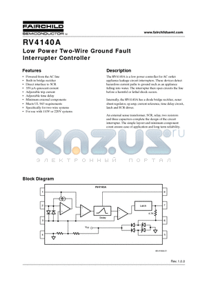 RV4140 datasheet - Low Power Two-Wire Ground Fault Interrupter Controller