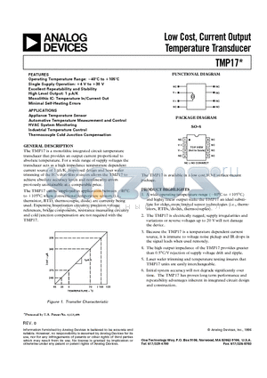 TMP17 datasheet - Low Cost, Current Output Temperature Transducer