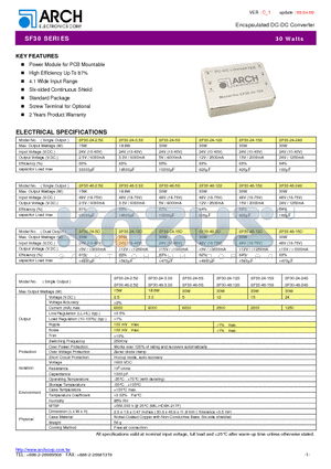 SF30-48-15D datasheet - Encapsulated DC-DC Converter