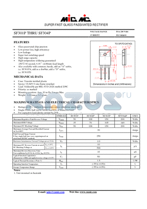 SF304P datasheet - SUPER FAST GLASS PASSIVATED RECTIFIER