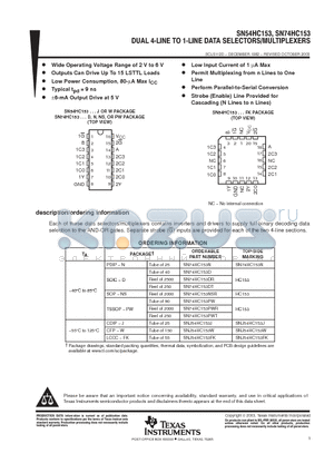 SN74HC153PWTE4 datasheet - DUAL 4-LINE TO 1-LINE DATA SELECTORS/MULTIPLEXERS